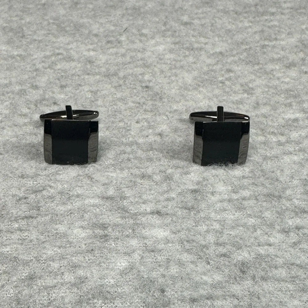 Kenneth‎  Cole  Reaction  Square  Black/  Gunmetal Cufflinks Sleek Formal NIB